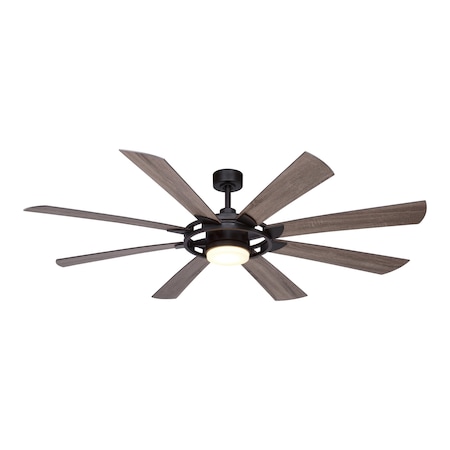 Vaxcel Burlington 68-in Bronze Farmhouse Windmill Indoor Outdoor Ceiling Fan with LED Light Kit and Remote F0092